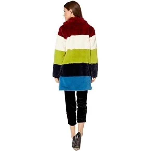 Blank NYC Faux Fur Color Block Coat in Super Nova - Picture 3 of 5